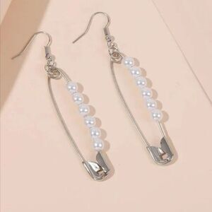 3/$25 Pearl Safety Pin Earrings